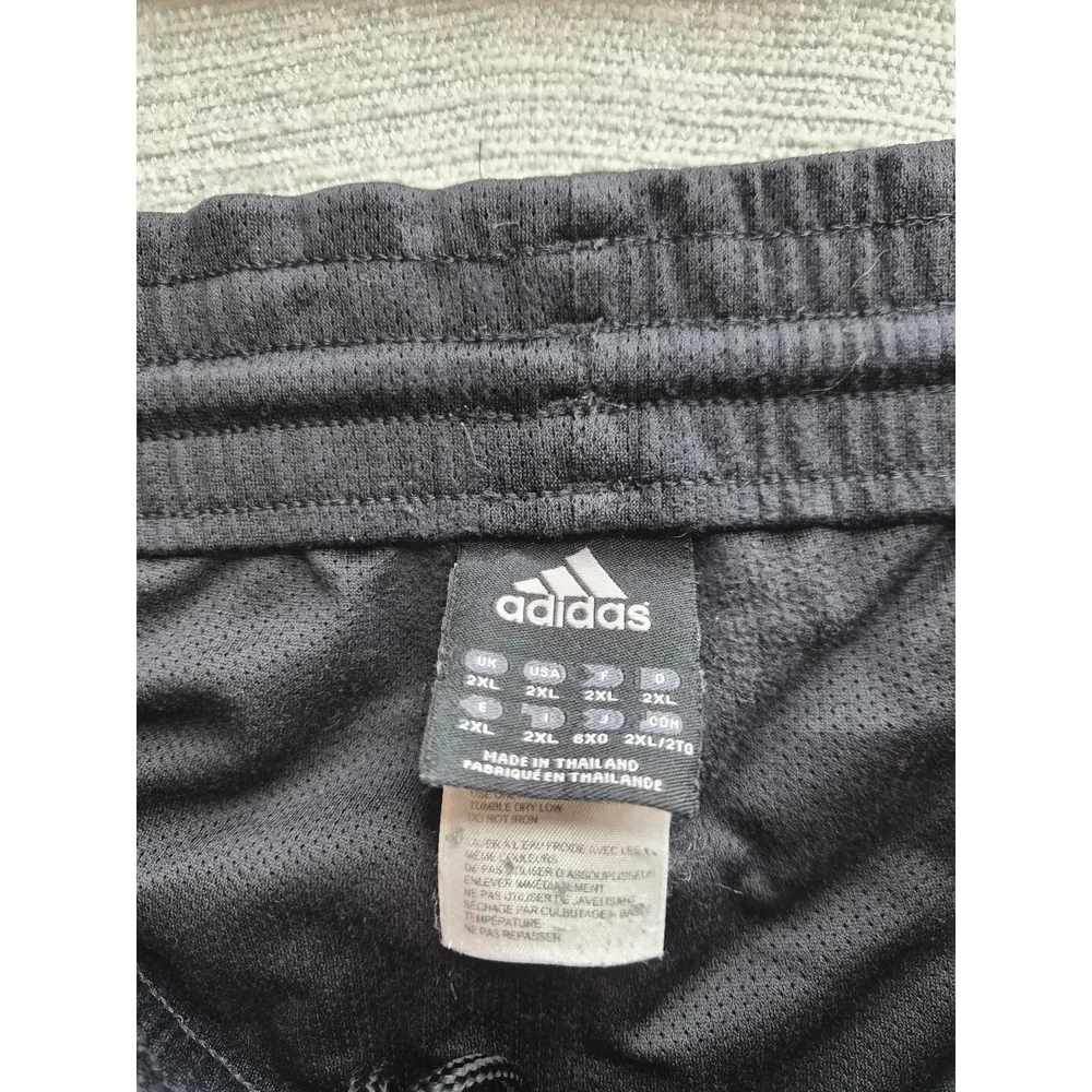 Adidas Athletic Mesh Shorts Mens 2XL Black White 3 Stripes Drawstring Running